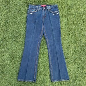 Cos Jeans Womens Size 10 32x31 Dark Wash Flared Denim Rhinestone Embellished Y2K
